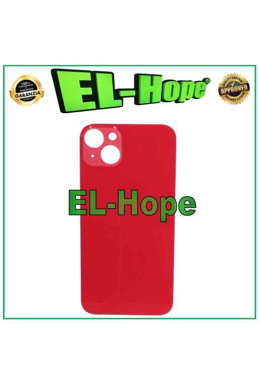 CUBIERTA TRASERA DE BATERÍA CON CRISTAL PARA IPHONE 14 PLUS CON AGUJERO GRANDE ROJO