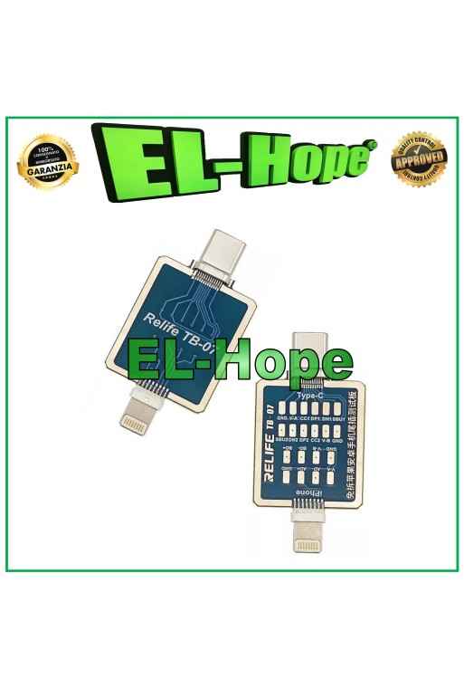 COMPROBADOR DE CARGA RELIFE TB-07 PARA IPHONE LIGHTNING TIPO C, DETECCIÓN DE CARGA EN LA BASE