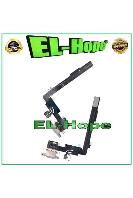 Conector de carga para Apple iPhone 16 Pro Max, antena de micrófono y base de carga, color blanco.