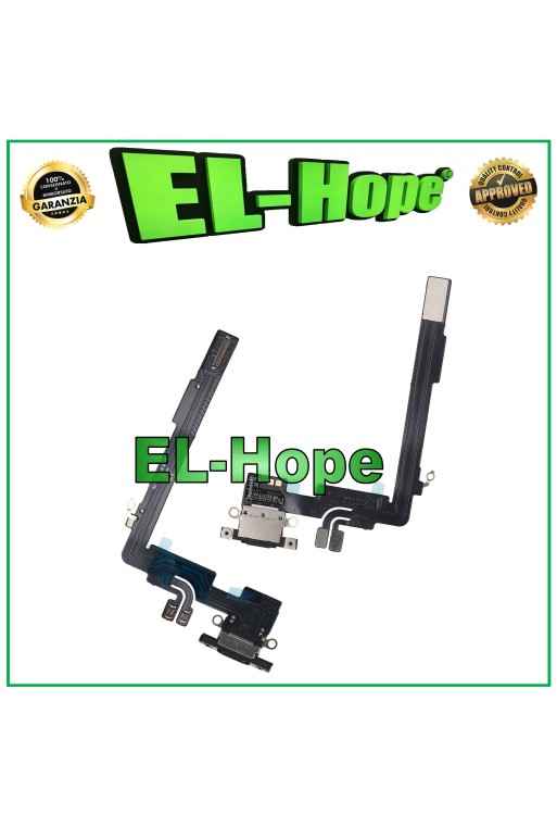 Conector de carga para Apple iPhone 16 Pro Max, antena de micrófono, base de carga, color negro