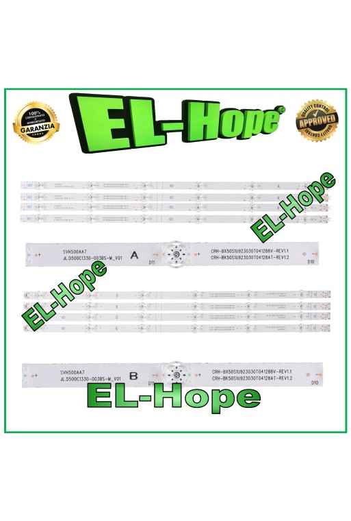 KIT 8 BARRAS 6 LEDS PARA TV 50 HISENSE CRH-BK50S1U923030T04128AT SH50D12-ZC46AG-04