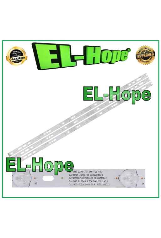 KIT DE 3 BARRAS DE 7 LED PARA TV PHILIPS DE 32 GJ-2K16-D2P5-315-D307-V2 L613mm