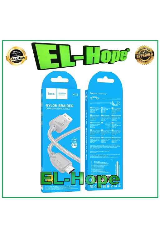 CABLE DE DATOS CABLE DE CARGA CARGADOR DE BATERÍA MICRO USB UNIVERSAL HOCO GRIS 1 MT