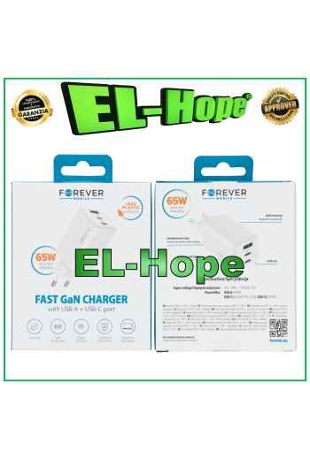 CARGADOR DE BATERÍA DE CARGA RÁPIDA PARA ZTE 65W VIAJE DOBLE USB TIPO C BLANCO