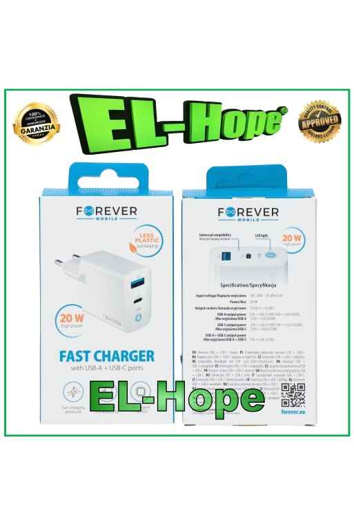 CARGADOR DE BATERÍA DE CARGA RÁPIDA PARA SAMSUNG 20W VIAJE DOBLE USB TIPO C BLANCO