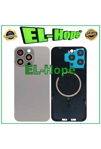 FUNDA TRASERA DE VIDRIO + MAGSAFE PARA IPHONE 15 PRO MAX TITANIO NATURAL