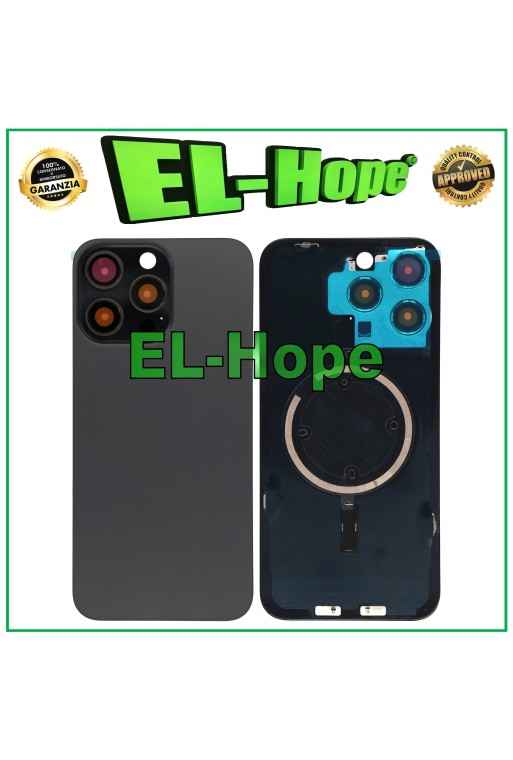 FUNDA TRASERA DE CRISTAL MAGSAFE PARA IPHONE 15 PRO MAX NEGRO TITANIO