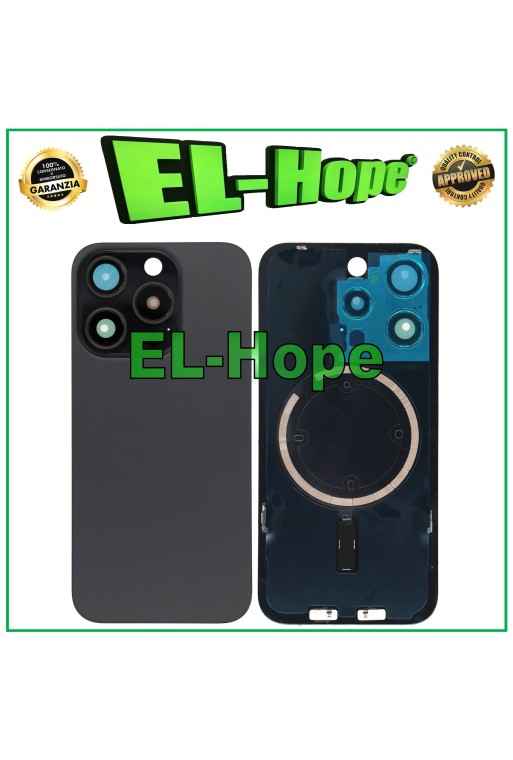 FUNDA TRASERA DE VIDRIO + MAGSAFE PARA IPHONE 15 PRO NEGRO TITANIO